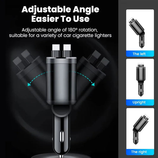 AutoGearHub (™) 5 IN 1 Retractable Car Charger USB Type C