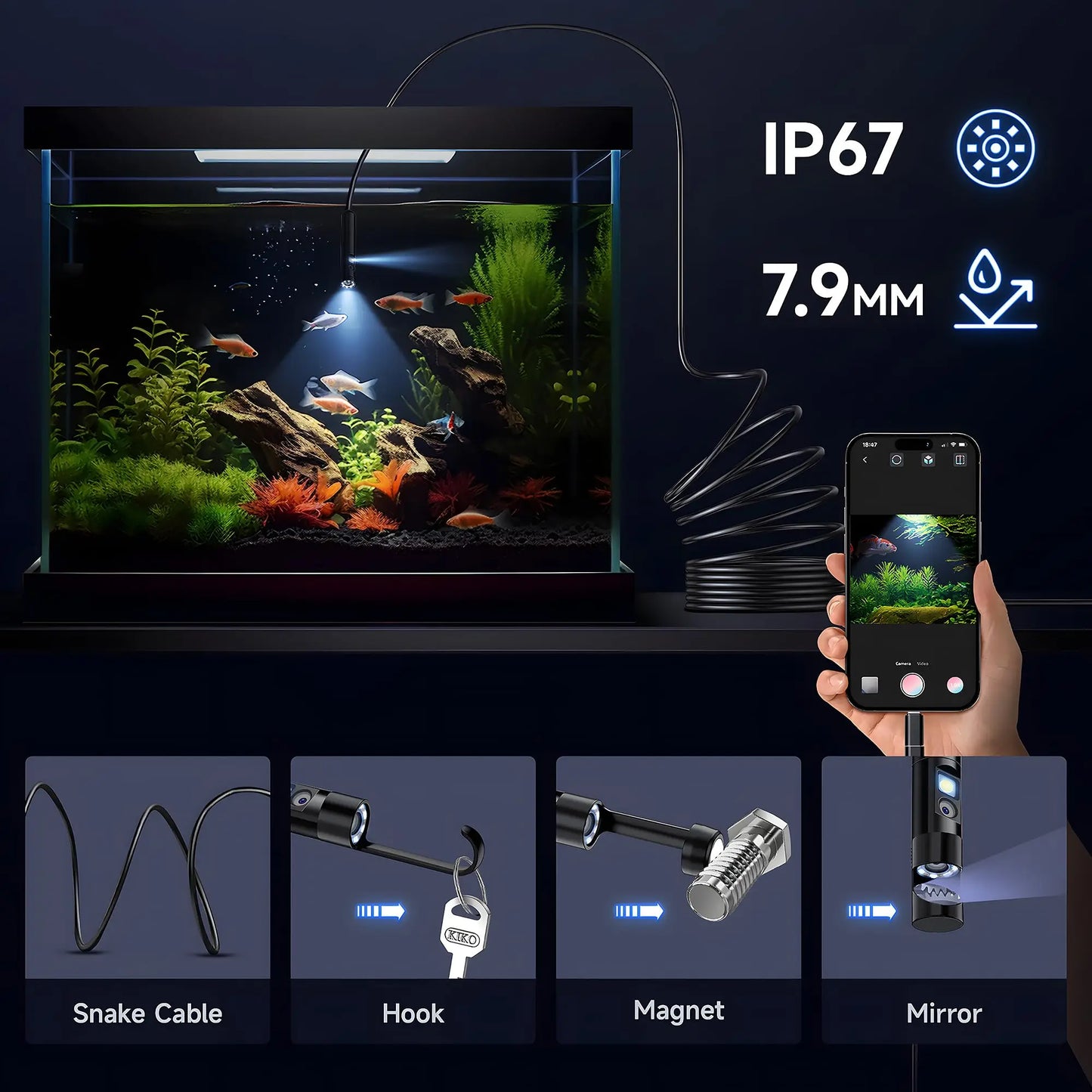 AutoGearHub (™)KERUI Single/Dual Lens Endoscope Camera