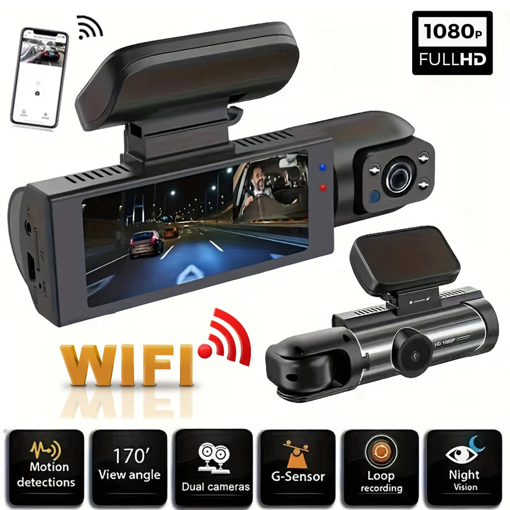 AutoGearHub (™)1080P WIFI Dual camera Dash Cam
