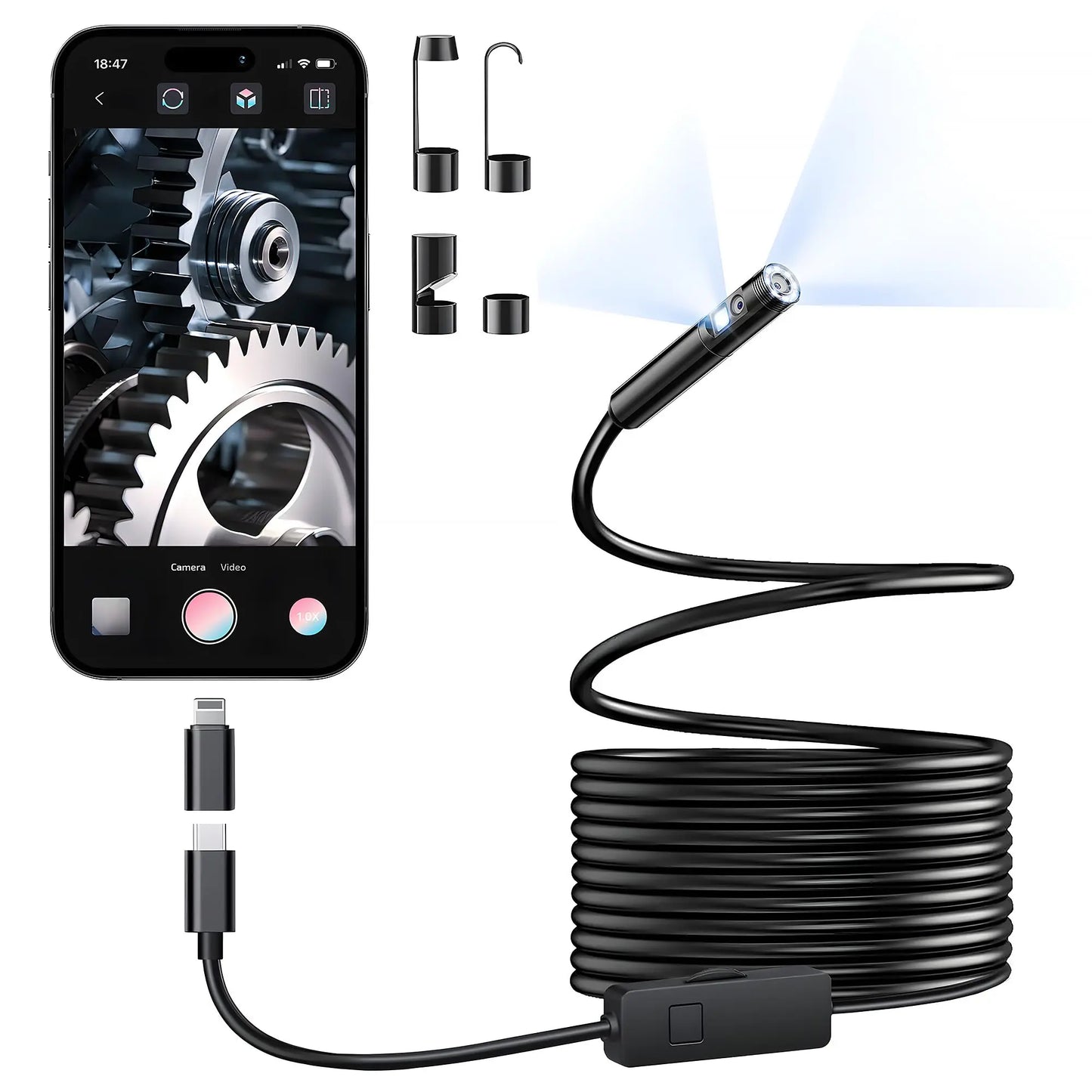 AutoGearHub (™)KERUI Single/Dual Lens Endoscope Camera