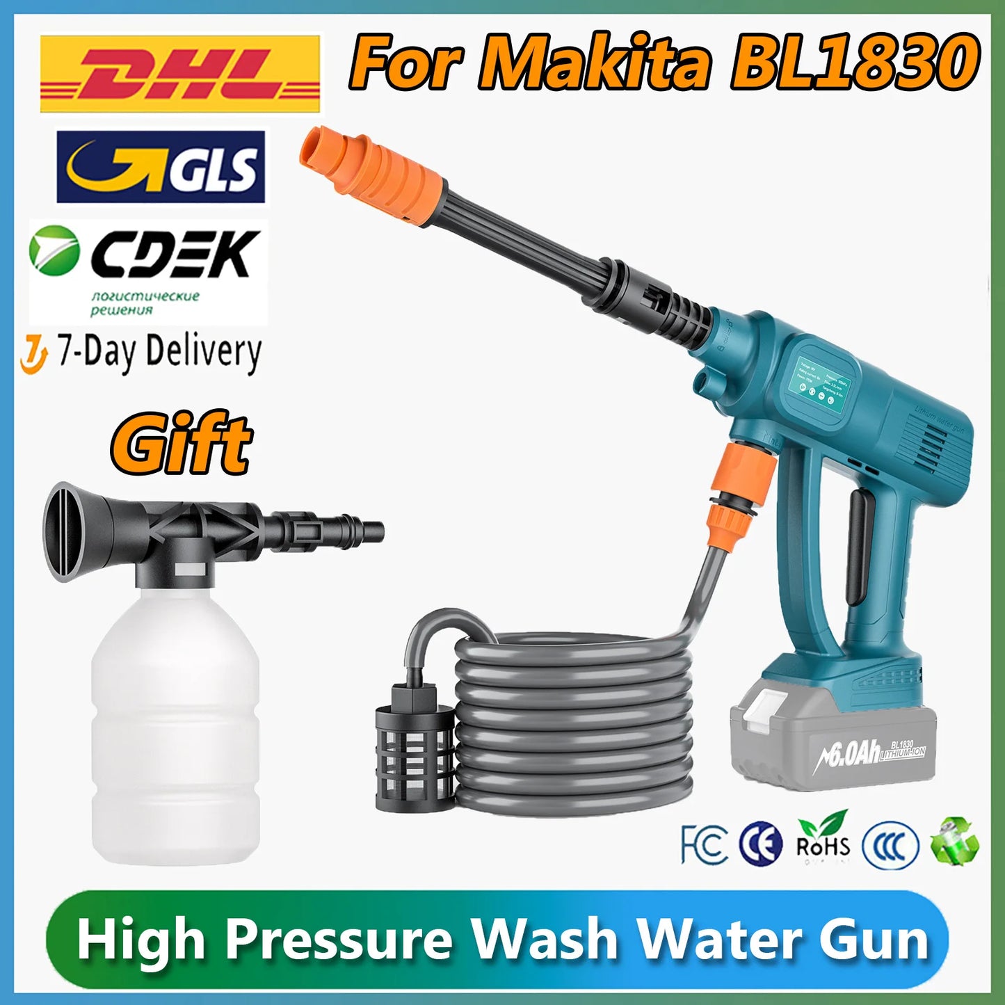 AutoGearHub (™) Bonacell Cordless High Pressure Car Wash Washer Gun
