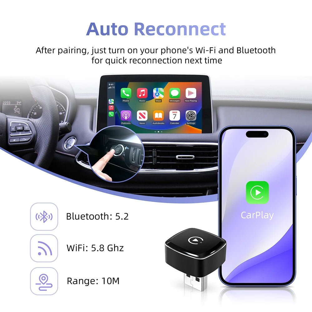 AutoGearHub (™) Smallest LEXXSON Wireless CarPlay Adapter