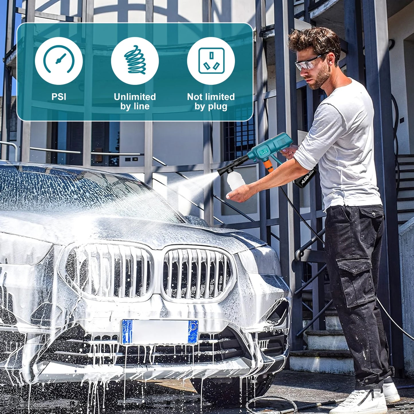 AutoGearHub (™) Bonacell Cordless High Pressure Car Wash Washer Gun