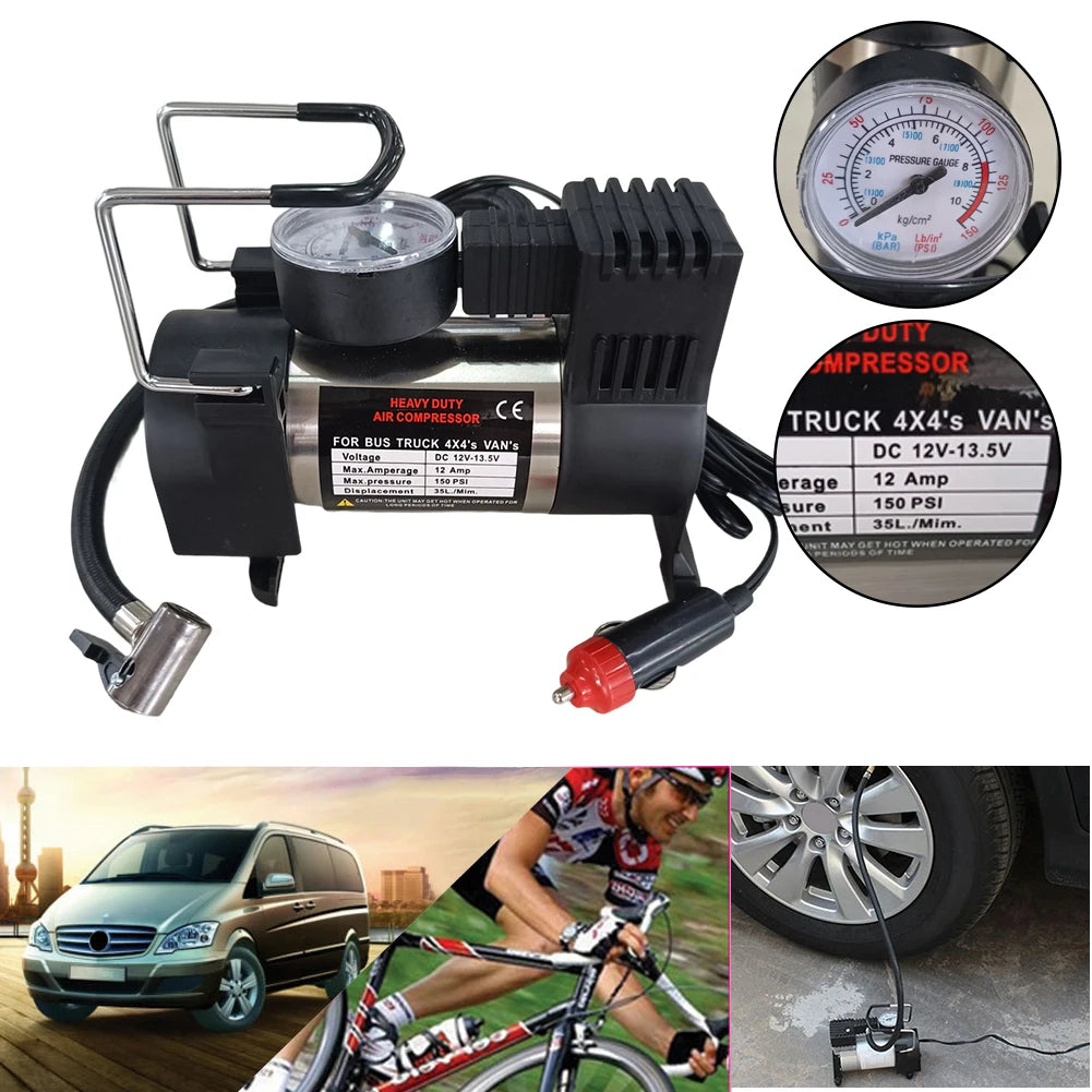 AutoGearHub (™)DC 12V 150PSI Mini Air Compressor